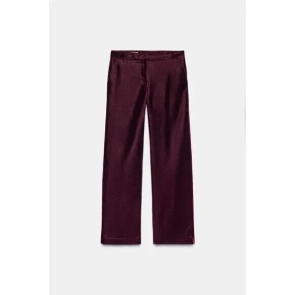 ZARA VELVET WIDE-LEG TROUSERS - Picture 2 of 9